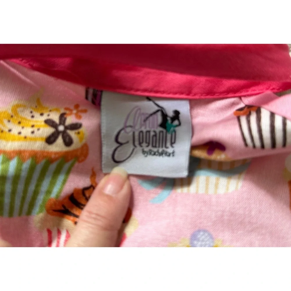 Apron Elegance Pink Cupcake Ruffle Bib Apron 100% Cotton Pockets Retro Feminine